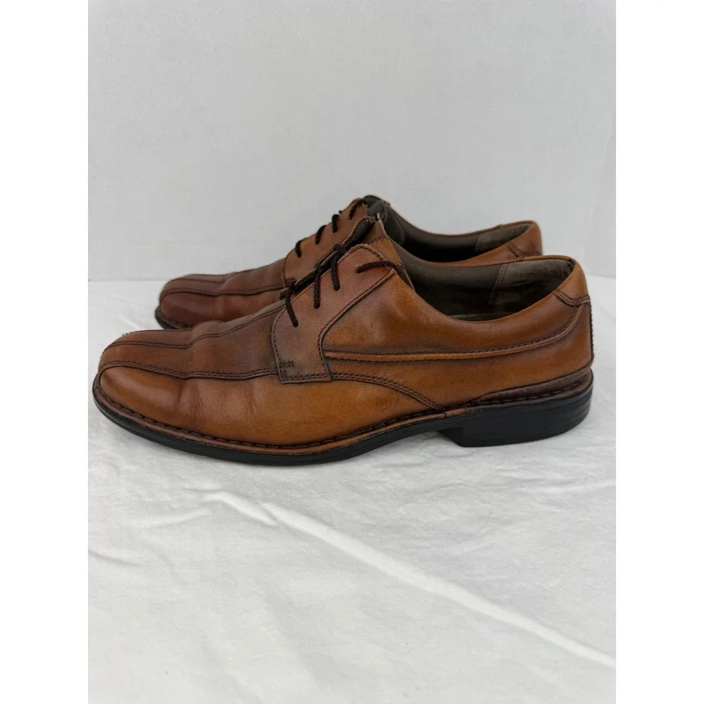 Clarks Mens Tan Leather Square Toe Oxford Dress‎ Shoes 72536 Brown Size 11.5 M